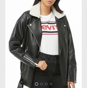 Levi's Sherpa & Faux Leather Oversized Moto Jacket